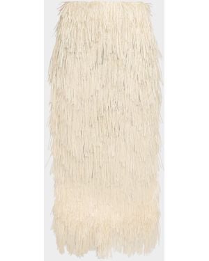 Co. Fringe Raffia Midi Skirt - Natural