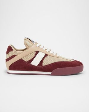 Chloé Kick Mixed Leather Retro Low-Top Sneakers - Brown