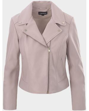 Lamarque Kelsey Leather Biker Jacket - Pink