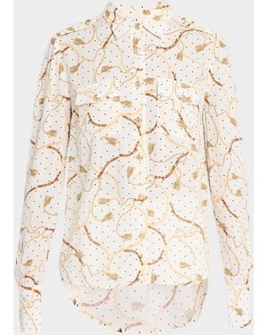 Generation Love Allure Chain-Print Button-Front Shirt - Natural