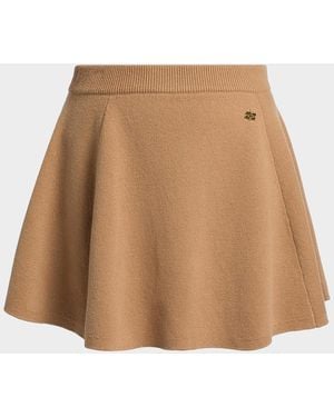 Ganni Cashmere-Wool A-Line Miniskirt - Natural