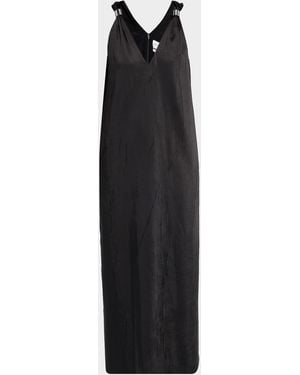 Brandon Maxwell The Keke Plunging Ring-Strap Maxi Dress - Black