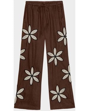 Rails Emmie Embroidered Linen Pants - Brown