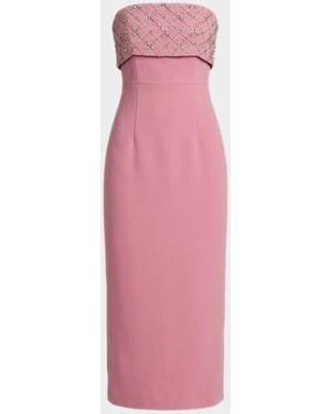Mac Duggal Rhinestone-Embellished Crepe Strapless Cocktail Dress - Pink