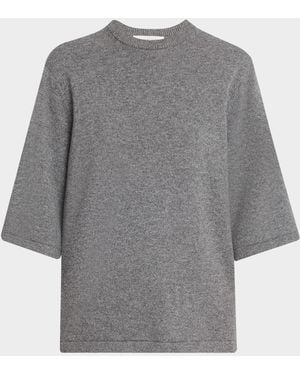 Michael Kors Oversized Cashmere Knit Tee Sweater - Gray