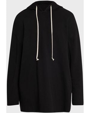 Rick Owens Cotton Raw-Edge Oversized Hoodie - Black
