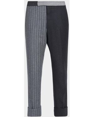 Thom Browne Apos;S Fit 1 Classic Backstrap Banker Stripe Flannel Pants - Gray