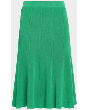 Misook Soft Knit Flared Midi Skirt - Green