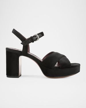 Vince 80Mm Ericka Velvet Platform Sandals - Black