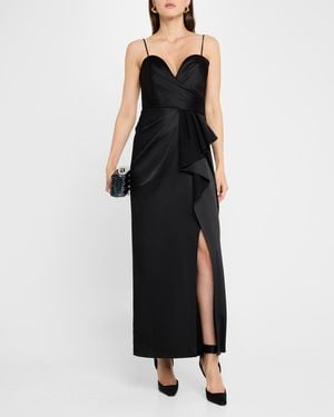 Emanuel Ungaro Pleated Sweetheart Plunge Gown - Black