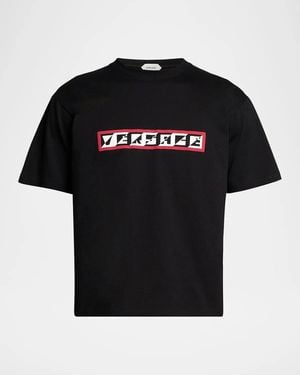 Versace Apos;S Cotton Graphic Logo Crewneck T-Shirt - Black