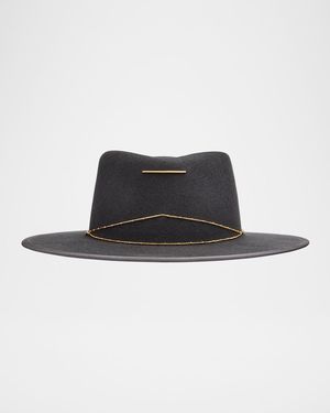Van Palma Anna Draped Chain Merino Wool Fedora - Blue