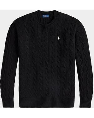 Polo Ralph Lauren Cable-Knit Wool-Cashmere Crewneck Sweater - Black