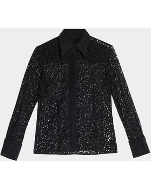 Maria McManus Sheer Laced Cotton-Blend Shirt - Black