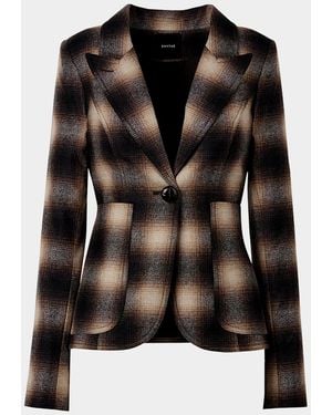 Smythe Shadow Plaid Wool-Blend Blazer - Black