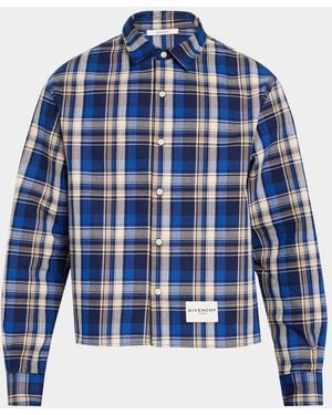 Givenchy Apos;S Cropped Check Button-Front Shirt - Blue