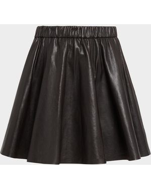 Brunello Cucinelli Leather Flared Mini Skirt - Black