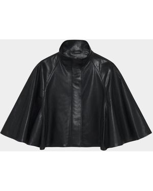 Jonathan Simkhai Orvik Leather Cape Jacket - Black