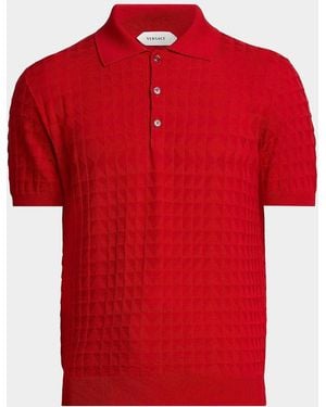Versace Apos;S Textured Wool Knit Polo Sweater