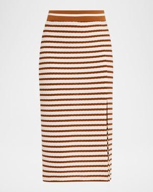 Ramy Brook Venus Textured Stripe Midi Skirt - Multicolor