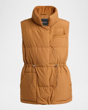 Kiton Suede-Collar Down Vest - Brown