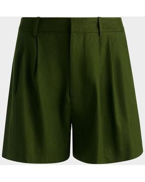 Alice + Olivia Conry Relaxed Linen Shorts - Green
