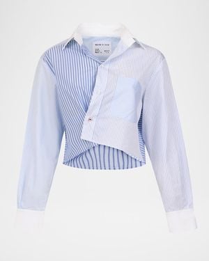 CISSA The Shorty Mixed Stripe Cropped Shirt - Blue