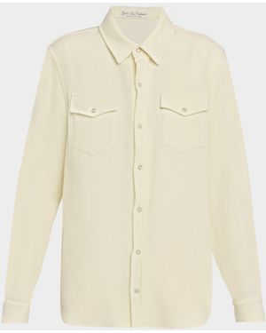 God & apos;s True Cashmere Porcelain Solid Cashmere Flannel Shirt - Natural