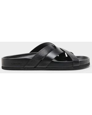 Tom Ford Apos;S Crisscross Strap Leather Sandals - Black