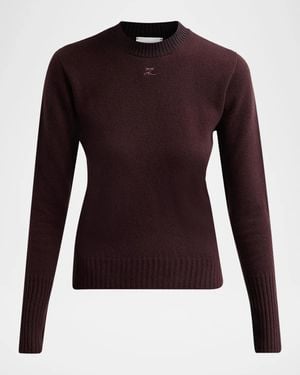 Courreges Fitted Wool Crewneck Sweater - Purple