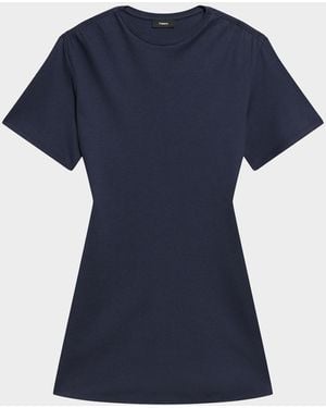 Theory Gathered Shoulder T-Shirt Dress - Blue