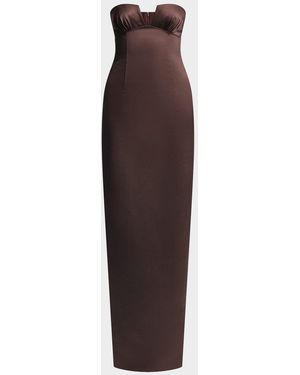 BCBGMAXAZRIA Mariane Strapless Satin Column Gown - Purple