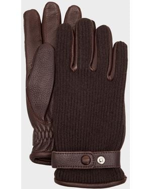 Hestra Apos;S Christopher Elk Leather And Cashmere Knit Gloves - Brown