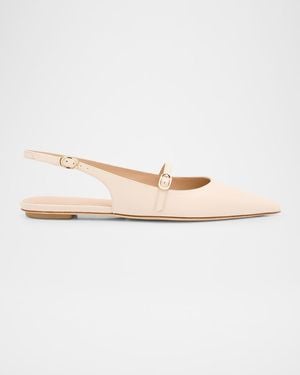Stuart Weitzman Emilia Mary Jane Slingback Ballerina Flats - Natural
