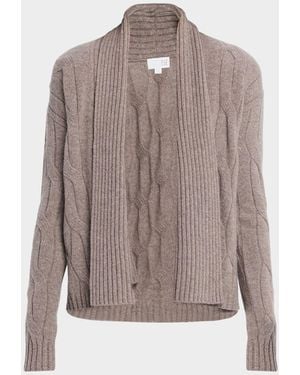 TSE Cashmere Cable-Knit Shawl Cardigan - Brown