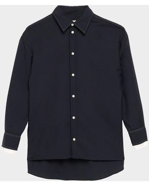 Marni Double Contrast Cuff Button-Front Shirt - Blue