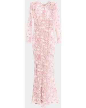 Zhivago The Death Of Roses Embellished Gown - Pink