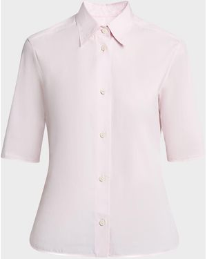 Jil Sander Elbow-Sleeve Slim Button-Down Shirt - Pink