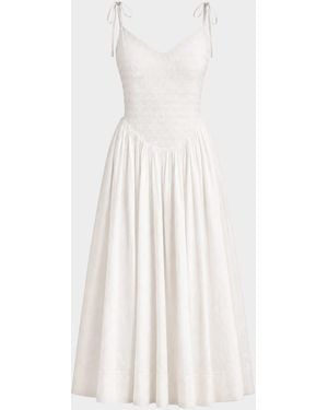 Toccin Amaya Smocked Midi Dress - White