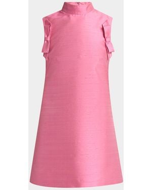Valentino Garavani Bow Shantung Silk Mini Dress - Pink