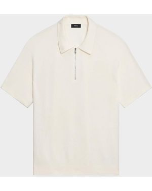 Theory Apos;S Tactile Cotton Quarter-Zip Polo Shirt - White