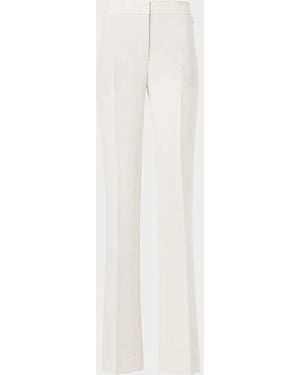 Akris Carl Linen-Wool Straight-Leg Pants - White