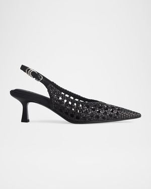 Rag & Bone 55Mm Brynn Woven Leather Slingback Pumps - Black