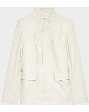 Zadig & Voltaire Veryn Crinkled Leather Jacket - Natural