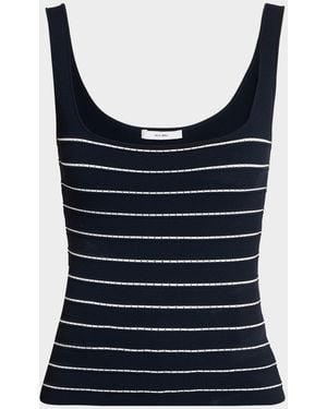 Adam Lippes Aria Pointelle Striped Compact Knit Tank Top - Blue