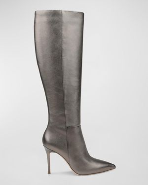 Badgley Mischka Silk Stiletto Knee-High Boots - Brown