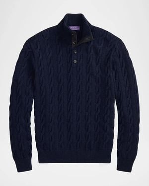 Ralph Lauren Apos;S Cable-Knit Cashmere Mockneck Sweater - Blue