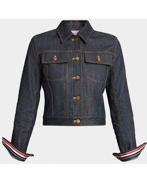 Thom Browne Shrunken Denim Jacket - Blue