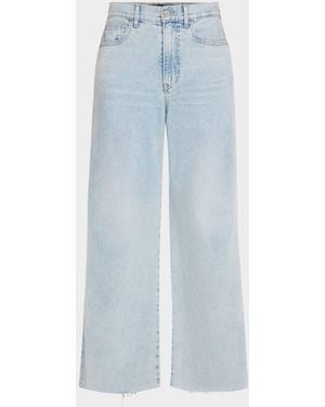 Veronica Beard Taylor Cropped High-Rise Wide Jeans - Blue
