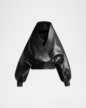 Balenciaga Structured Leather Wrap Jacket - Black